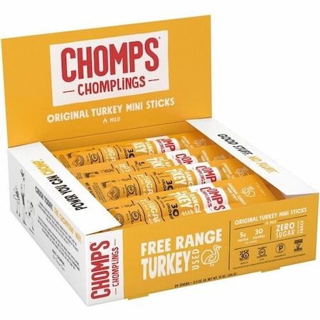 We Are The Chompians Turkey Jerky, Original, Mini, 0.5 oz Sticks, 24/PK CHSLCTO24